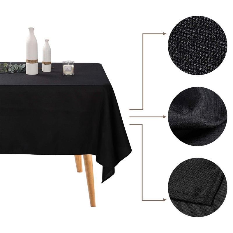 Ascoza 2pack 90x156 Inch Black Rectangular Tablecloth 8 Feet Table Cloth in Polyester Fabric for Wedding/Banquet/Restaurant/Parties - Image 2